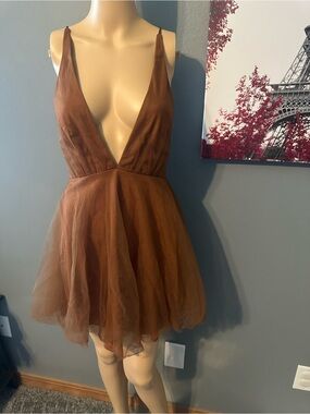 Hello Molly Brown Deep V Tulle Mini Dress Small